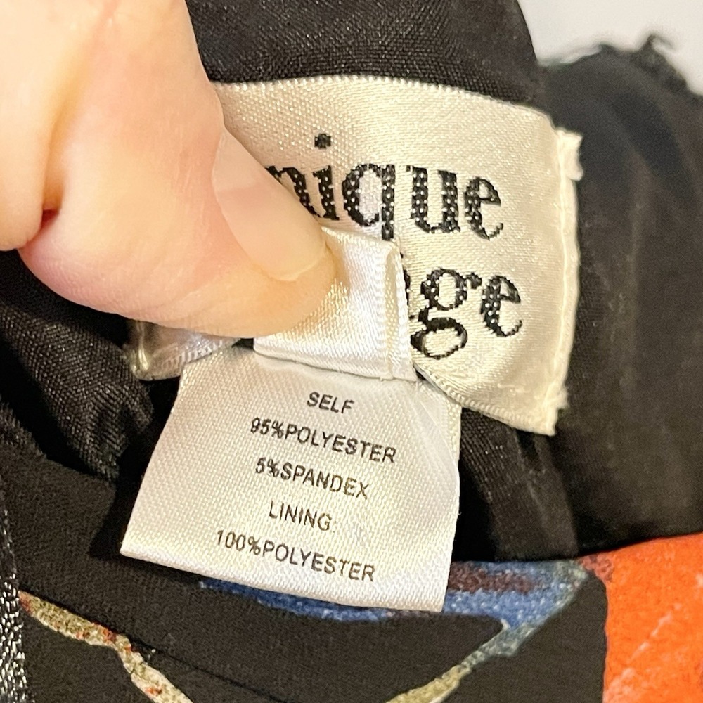 Unique Vintage Black Floral One Shoulder Dress M Retro Rockabilly Party Full - Picture 7 of 7